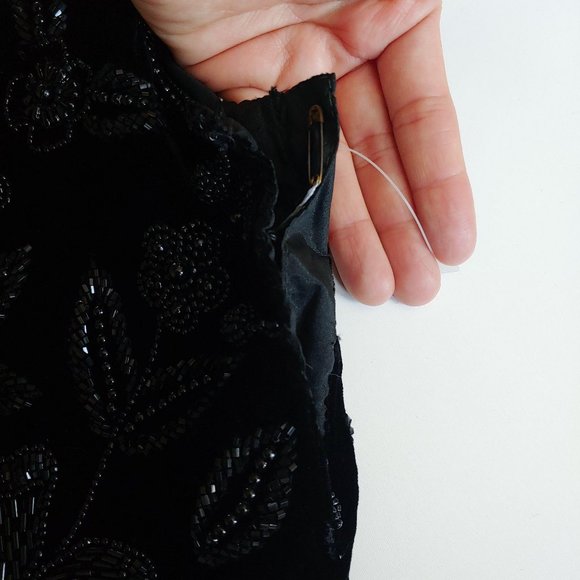 Vintage Black Beaded Floral Blouse - Picture 7 of 7